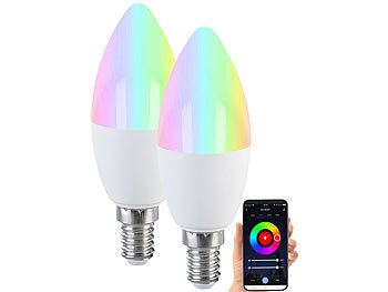 Luminea Home Control 2er-Set LED-Kerzen E14, RGB-CCT, 5 W, 470 lm, ZigBee-kompatibel