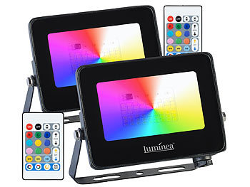Luminea 2er-Set wetterfeste Outdoor-Fluter, RGB-CCT-LEDs, 15 W, 1.250 lm, IP65
