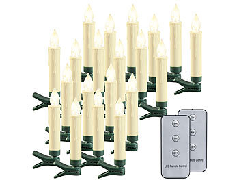 Christbaum-LED-Kerze: Lunartec 20er-Set LED-Outdoor-Weihnachtsbaum-Kerzen mit Timer, warmweiß, IP44