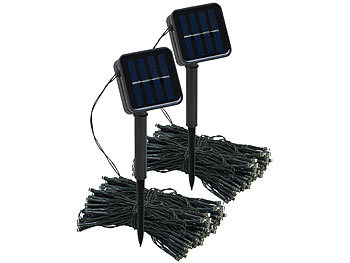 Catena Solare LED Per Esterno 2x7m - 50+50 Luci Bianco Caldo - Filo Di Rame - Impermeabile IP65 Con 8 Modalità
