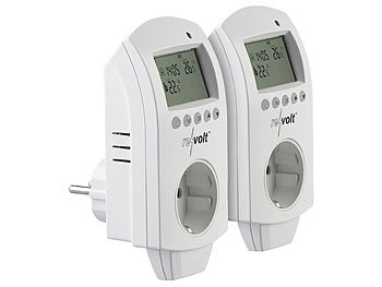 Stecker-Thermostat: revolt 2er-Set digitale Steckdosen-Thermostate für Klimageräte, 3.680 Watt