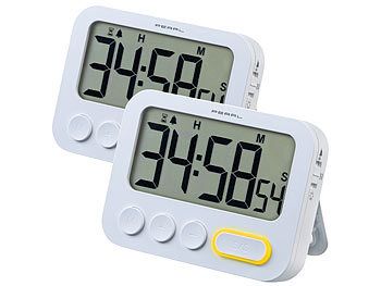 Timer-Vibrationswecker: PEARL 2er-Set Digitale Küchentimer mit Ton-, LED- und Vibrationsalarm