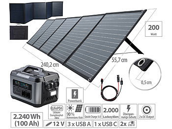 revolt 230V Akku Solarpanel: Powerstation & Solar-Generator mit 