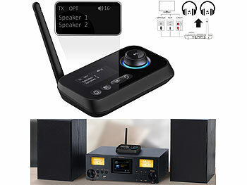 auvisio TOSLINK, mit Transmitter, und -Empfänger Transmitter) Bluetooth Bluetooth: (Audio LED-Display 2in1-Audio-Sender 5,
