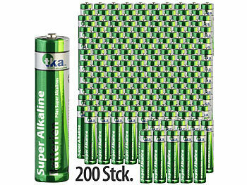 Batterie AAA 1,5 Volt: tka 200er-Set Super-Alkaline-Batterien Typ AAA / Micro, 1,5 V