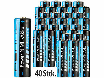 rechargeable AA Batterien: PEARL 40er-Set NiMH-Akkus Typ AA Mignon, 2.700 mAh