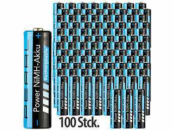 Akku-Batterien NiMH: PEARL 100er-Set NiMH-Akkus Typ AA Mignon, 2.700 mAh