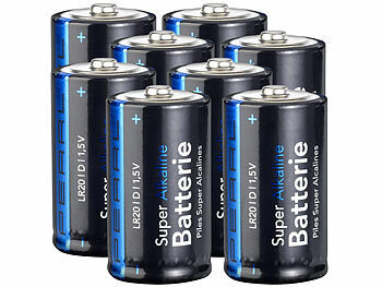 Batterien LR20: PEARL 8er-Set Super Alkaline Batterien Typ Mono D, 1,5 V