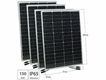 Solarpanels Strom: revolt 4er-Set mobile monokristalline Solarpanels, 36 V, 150 W, MC4-komp.