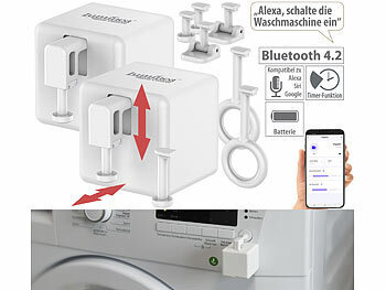 Schalter, Bluetooth: Luminea Home Control 2er-Set Smarte Schalter-Aufsätze für Kippschalter & Taster, mit App