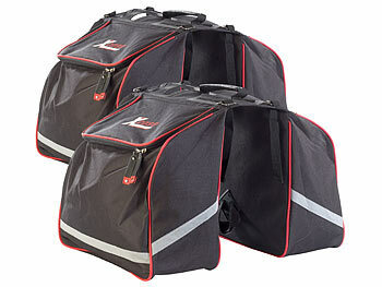 Gepäckträgertasche für Fahrradfahrer, Radfahrer mit Halterung eBike E-Bike: Xcase 2er-Set Doppel-Gepäckträgertasche, wasserabweis., Reflektions-Streifen