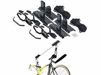 Fahrradhalterung: AGT 2er-Set platzsparende Fahrrad-Aufhänger mit Liftsystem, bis 20 kg