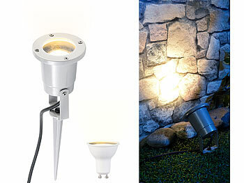 LED Erdspießstrahler: Luminea Indoor-Pflanzenstrahler, einflammig, inklusive 6 LED-Spotlights GU10