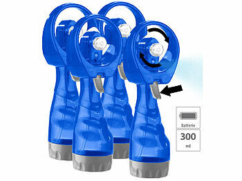 PEARL 4er-Set Hand-Ventilatoren mit Wassersprüher, je 300ml, Batteriebetrieb