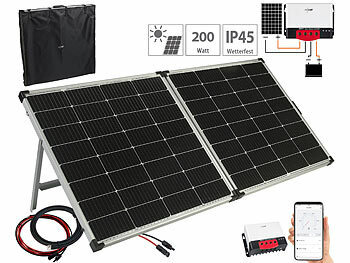 PV Anlage: revolt Solarstrom-Set: MPPT-Laderegler mit 240-Watt-Solarmodul, bis 20 A, App