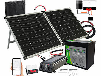 revolt Inselanlage: Solar-Set: Wechselrichter 230 V, Akku, Laderegeler &  240-W-Solarpanel (Powerstation mit Solarpanel)