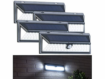Nachtlicht Solar: Luminea 4er-Set Solar-LED-Wandleuchten, Bewegungs-Sensor , 800 lm, 13,2 Watt