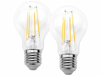 Luminea 10er-Set LED-Filamentlampen, Dämmerungssensor, E27, 8W, 806lm