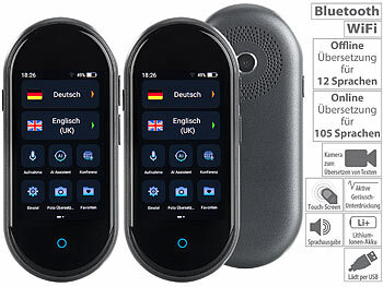 übersetzen interaktiv SIM Karte Zweiweg Mobiler Translation Simultanübersetzer: simvalley Mobile 2er-Set mobile Echtzeit-Sprachübersetzer, 106 Sprachen, Touchscreen