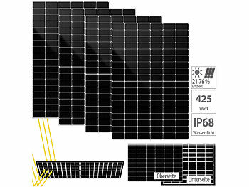 Solarpanels bifacial: DAH Solar 4er-Set monokristalline, bifaziale Glas-Glas-Solarmodule, 425 W, IP68