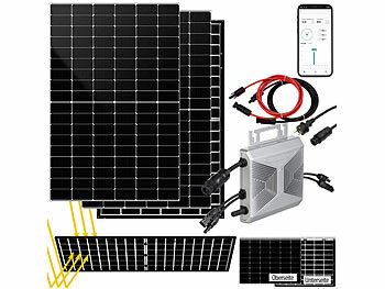 DAH Solar 850-Watt-Zaunkraftwerk mit 2 Solarmodulen, WLAN-Wechselrichter und App