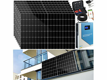 Ladestromregler Solar: DAH Solar Solar-Hybrid-Inverter mit 8x 425-W-Solarmodulen, WLAN, Anschluss-Set