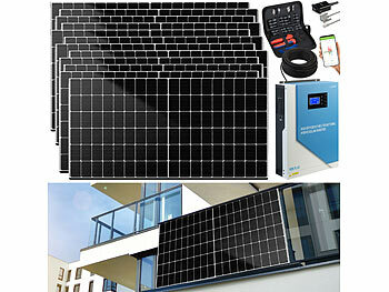 Solaranlage Hybrid: DAH Solar Solar-Hybrid-Inverter mit 12x 440-W-Solarmodulen, WLAN, Anschluss-Set