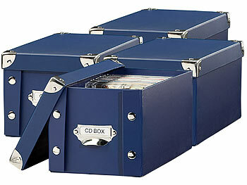 CD Box mit Deckel: PEARL 2er-Set CD-Archiv-Box für je 24 Standard- oder 48 Slim-CD-Hüllen, blau