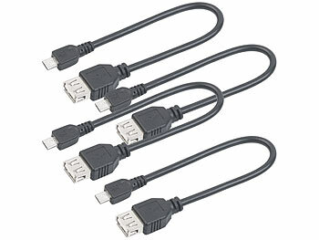 Micro-USB-OTG-Adapter: auvisio 4er-Set USB-OTG-Adapterkabel, Micro-USB Stecker zu USB-Buchse, 20 cm