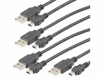 USB Kabel: c-enter 4er-Set USB-Anschlusskabel A-Stecker auf Mini-B-Stecker, 1,8 Meter
