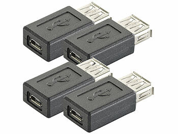 USB Verbindungsstecker: auvisio 4er-Set USB-2.0-Adapter von USB-A-Buchse zu Micro-USB-B-Buchse