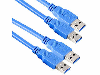 USB Verlängerung: c-enter 2er-Set USB-3.0-Kabel Super-Speed Typ A Stecker auf Stecker, 1,8 m