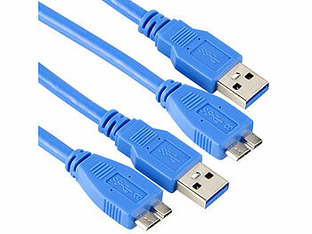 USB-Ladekabel Handy: c-enter 2er-Set USB-3.0-Anschlusskabel, A-Stecker auf Micro-B-Stecker, 1,8 m