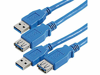 USB-Kabelverlängerungen: c-enter 2er-Set USB-3.0-Verlängerungskabel, Typ A Stecker auf Buchse, 3 m