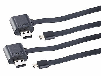USB Kabel mit Stecker: Callstel 2er-Set Micro-USB-Lade- & Daten-Flachkabel, OTG