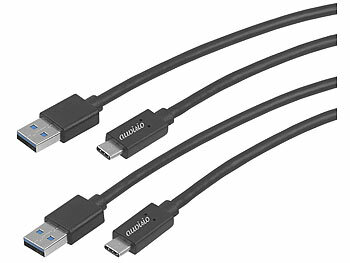 auvisio 2er-Set USB-3.0-Anschlusskabel Stecker Typ C auf Typ A, 1 m, 2 A