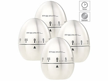Küchenuhr für Ei: PEARL 4er-Set Kurzzeitmesser, Eieruhren aus Edelstahl, 60-Minuten-Timer