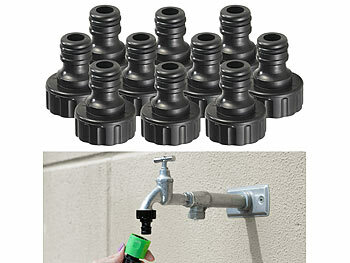 Adapter Gartenschlauchanschluss Wasserhahn Hahnanschluss: Royal Gardineer 10er-Set 3/4"-Wasserhahn-Adapter für Gartenschlauch mit Klickanschluss
