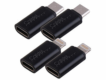 iPhone 15 Adapter: Callstel 4er-Set USB-Adapter, USB-C auf Lightning, Lightning auf USB-C, 10,5 W