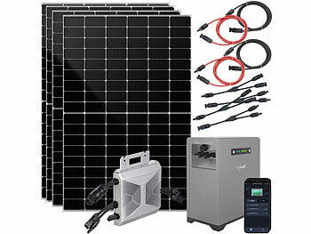 Solar Komplettset: revolt 800-Watt-Microinverter mit 2,15-kWh-Solarakku und 4x 460-W-Solarmodul 