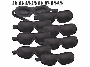 PEARL 8er-Set 3D-Schlafmasken mit Ohrstöpseln & Aufbewahrungstasche, schwarz