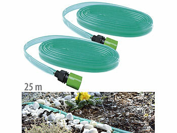 Schlauch Sprinklersystem: Royal Gardineer 2er-Set Schlauch-Regner zur Garten-Bewässerung, flach, 25 m