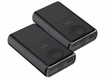revolt 2er-Set 3in1-Wireless-Powerbank für iPhone & AppleWatch, USB-C PD