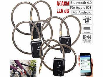 Fahrradschloss Alarm: Semptec 4er-Set App-gesteuerte Kabelschlösser mit Bluetooth und Alarm