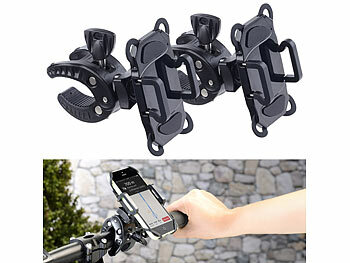 Handyhalter fürs Fahrrad: Callstel 2er-Set Fahrradhalterungen für Smartphones bis 13,9 cm, Gummifixierung