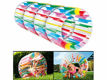 Outdoor Spielzeug: infactory 4er-Set aufblasbare Kinder-Zorbing-Räder, 72 cm (innen) und 52 Bällen