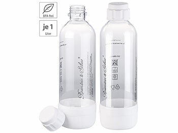 Mini Wassersprudler: Rosenstein & Söhne 2er-Set PET-Flasche für Getränke-Sprudler WS-300.multi, 1l, BPA-frei