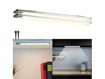 Lichtleiste aufladbar: Lunartec 2er-Set Akku-LED-Lichtleiste, Licht- & Bewegungssensor, warmweiß