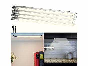 Magnet Lichtleiste: Lunartec 4er-Set Akku-LED-Lichtleiste, Licht- & Bewegungssensor, warmweiß