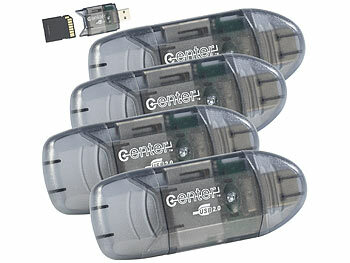 USBstick-Cardreader: c-enter 4er-Set USB-2.0-Cardreader & USB-Stick, für SD(HC/XC)-Karten